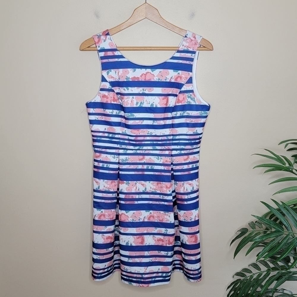 NWT Stitch Fix 41 Hawthorn Floral & Striped Ashlend Knit Dress Size Large